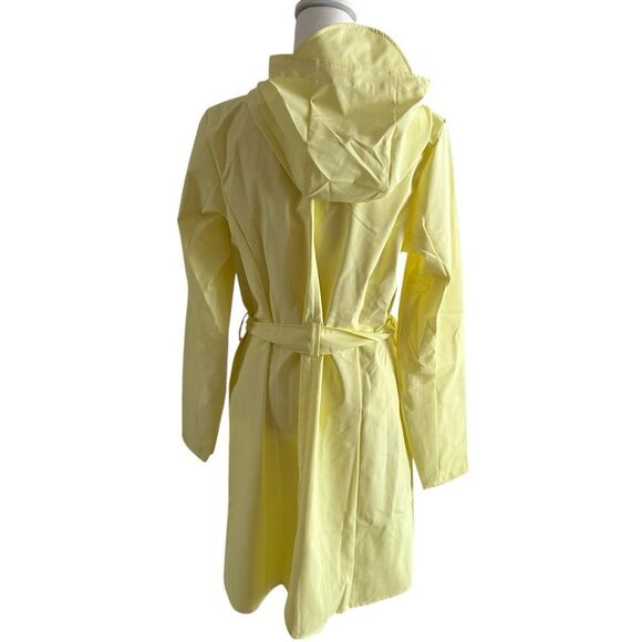 RAINS Yellow Curve Raincoat Belted Waterproof Size Medium NWT - Picture 5 of 8